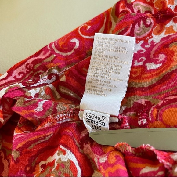 Vintage paisley Tommy Hilfiger button up blouse orange pink size small retro - Picture 8 of 11